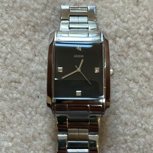 Guess Black Dial Silver Bracelet Watch